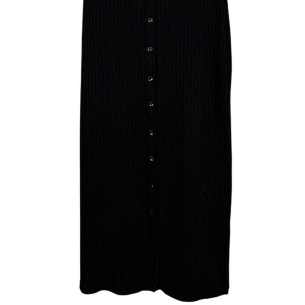 ZARA Ribbed Bodycon Midi Dress Strappy Stretch Slim Round Neck M Black #3472 - Picture 4 of 15